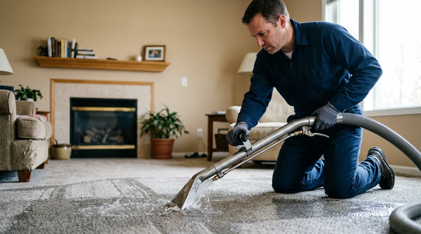 Water damage restoration technician working near Hamilton, IA